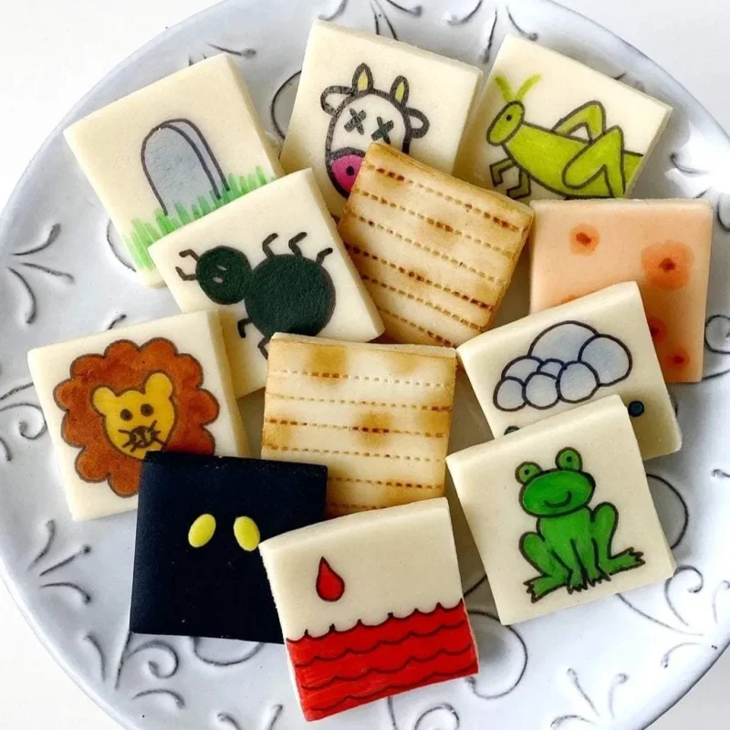 10 plagues marzipan matzah tiles set