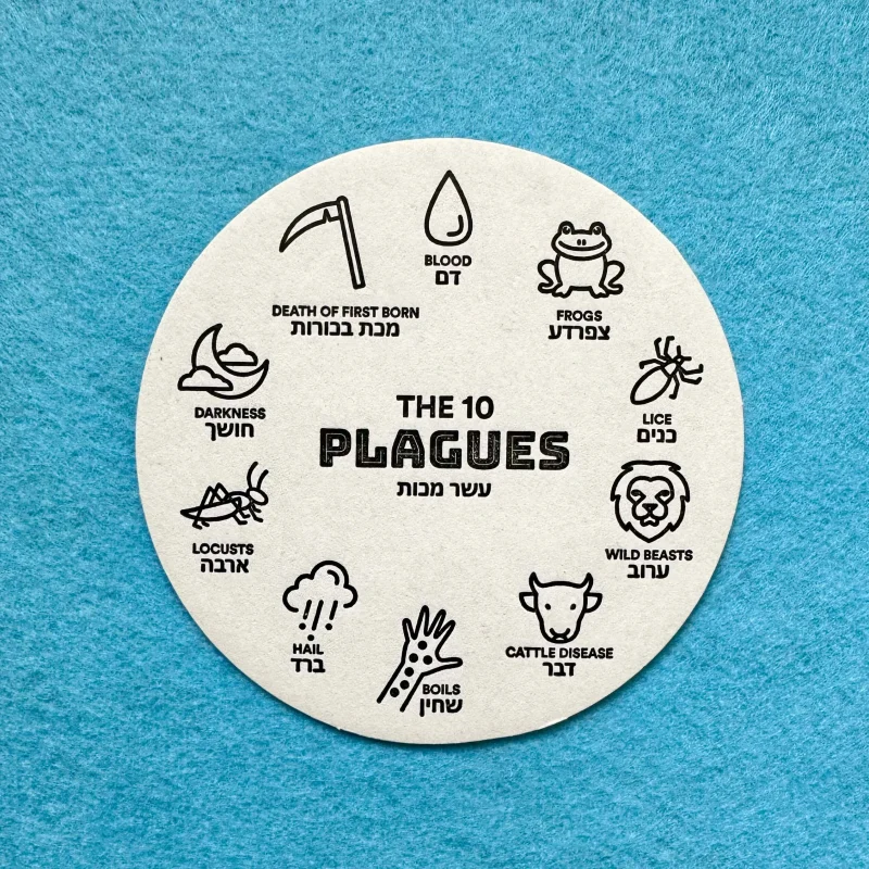 10 plagues passover coasters set of 11