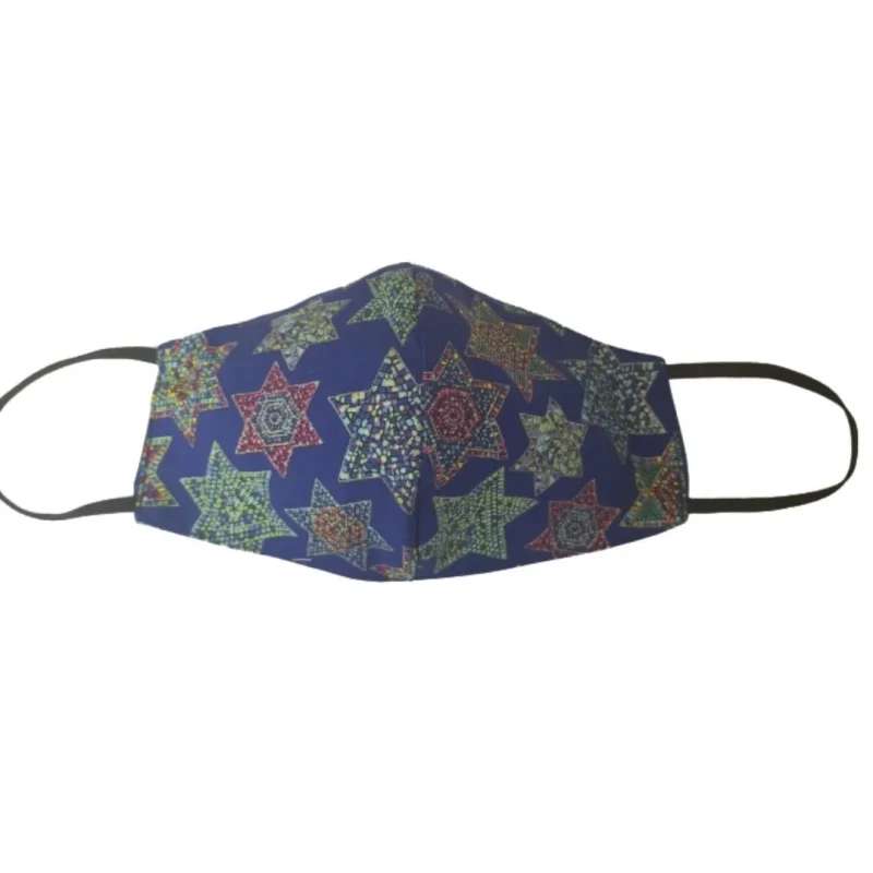 100 cotton mosaic star of david face mask