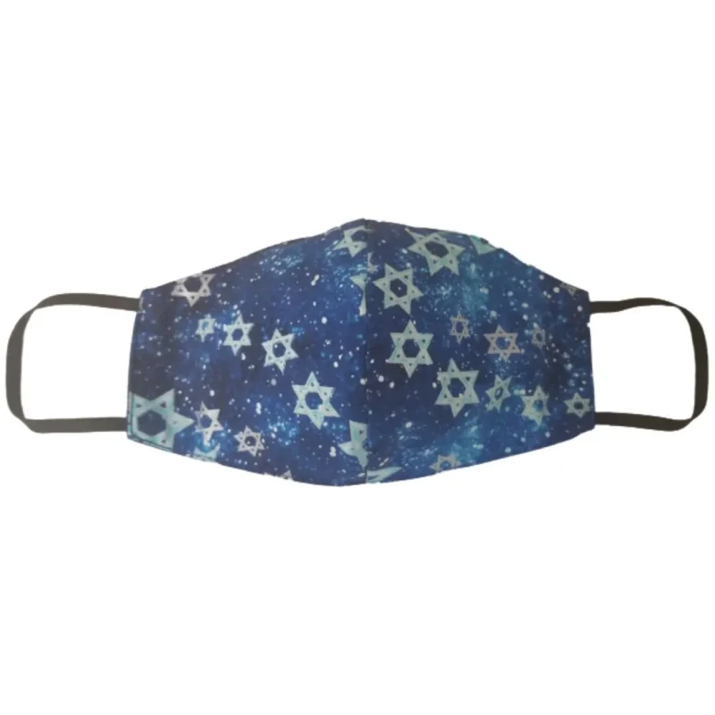 100 cotton star of david face mask silver design