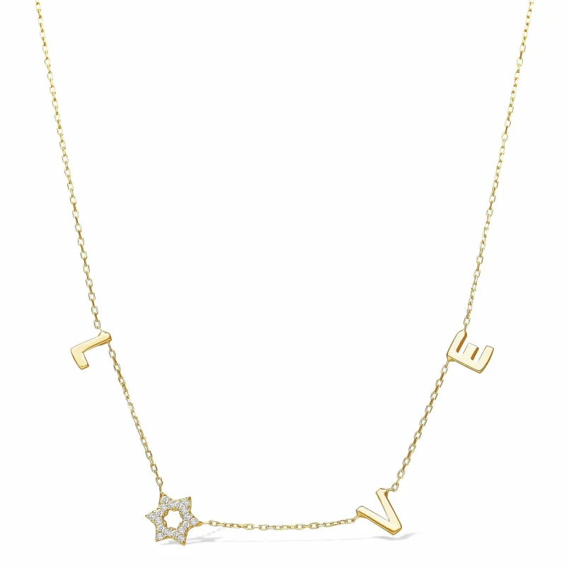 14k gold diamond star of david necklace yellow gold