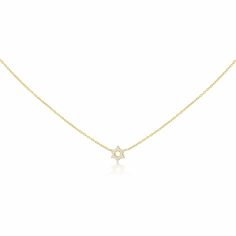 14k gold star of david diamond pendant yellow white rose