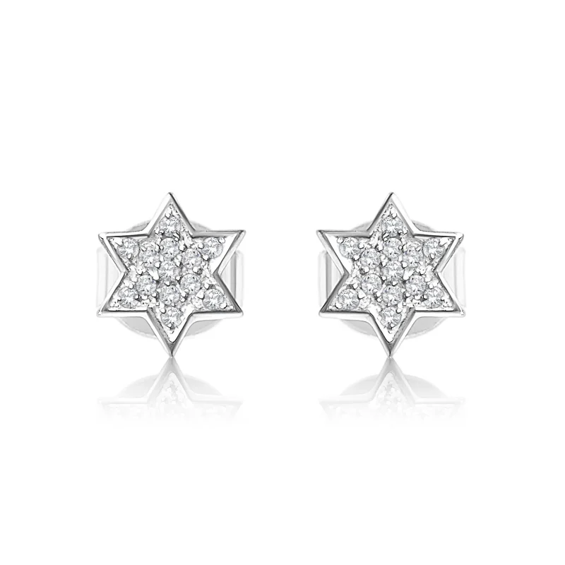 14k gold star of david earrings white rose or yellow gold