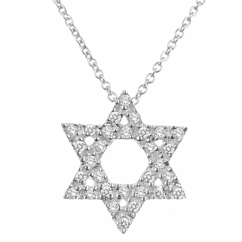 14k gold star of david necklace diamond sparkle