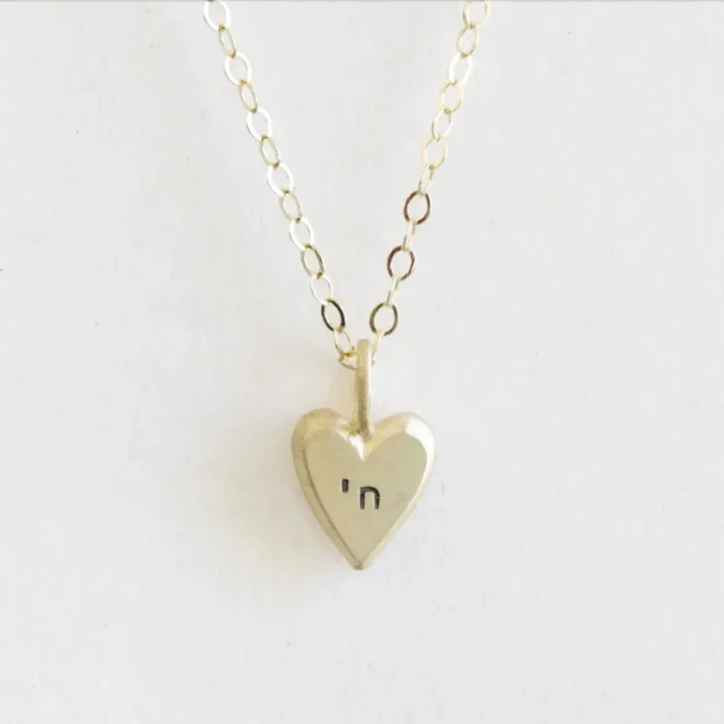 14k gold tiny heart chai necklace on gold filled chain