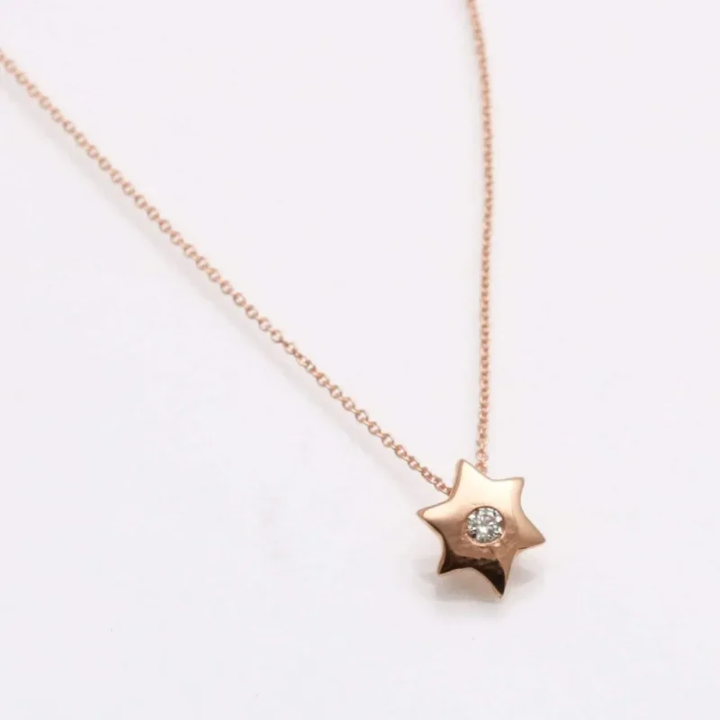 14k rose gold star of david diamond pendant