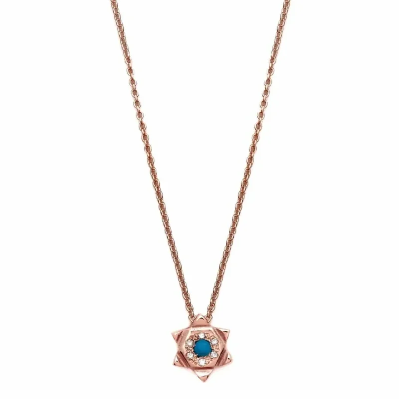 14k rose gold turquoise diamond star of david necklace