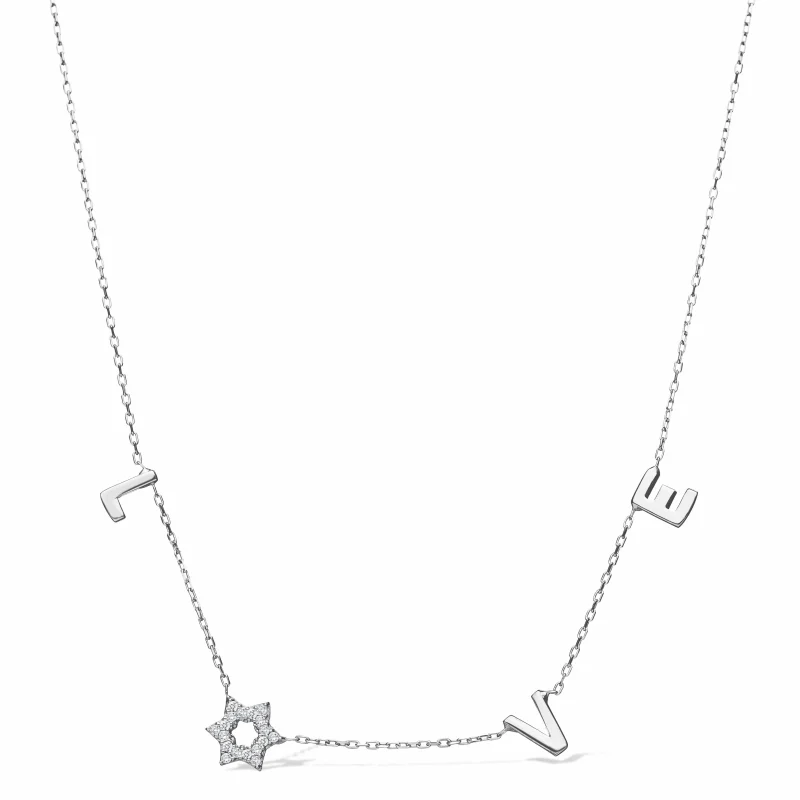 14k white gold diamond star of david love necklace scaled