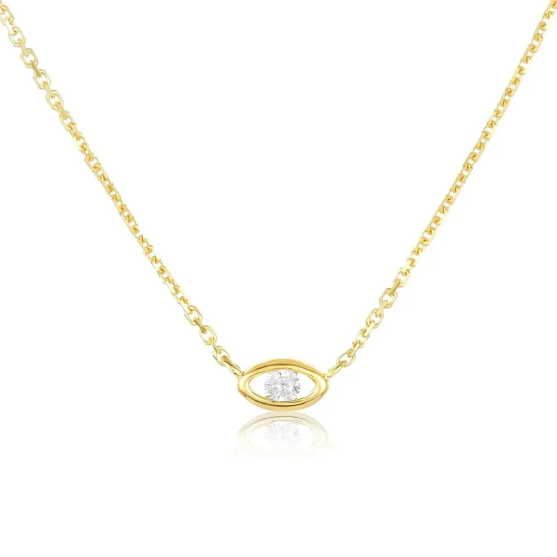 14k yellow gold evil eye diamond necklace