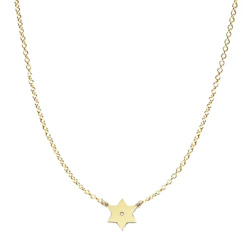 18k gold plated star of david diamond necklace 1