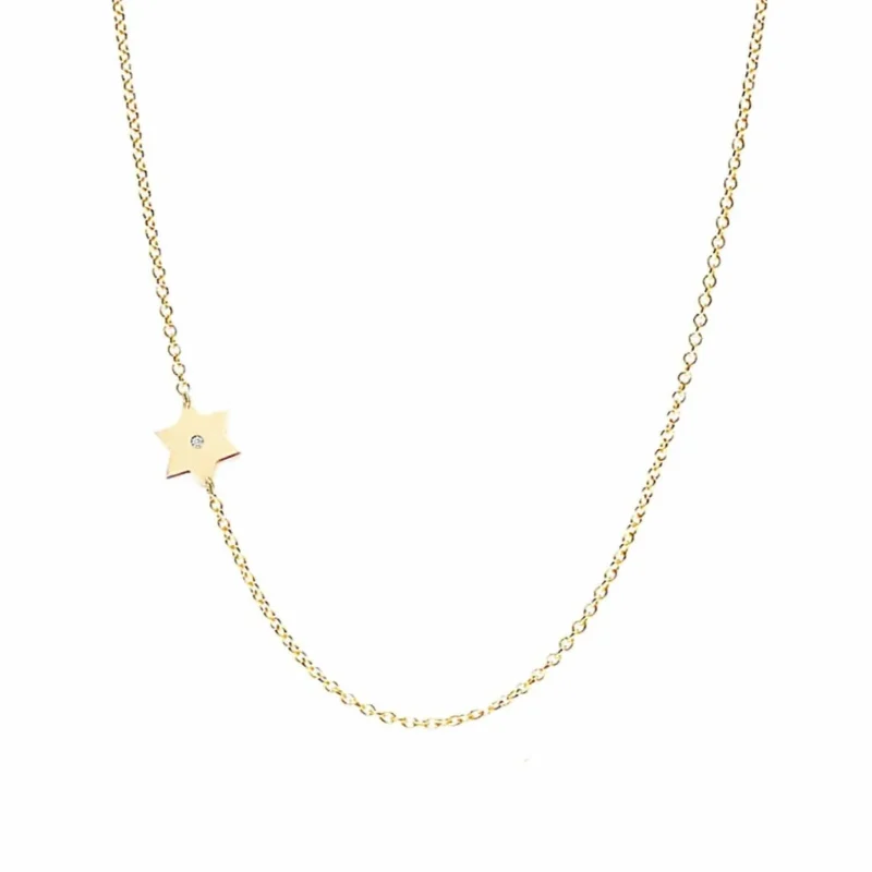 18k gold plated star of david diamond necklace