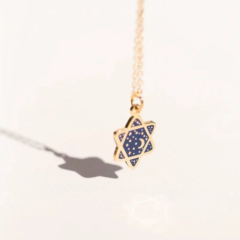 22k gold plated navy star of david necklace