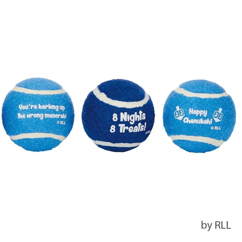 3 pack chanukah dog tennis balls holiday fun for pets