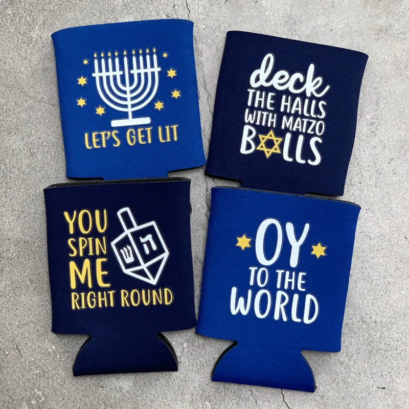 4 pack hanukkah koozies festive insulated drink holders scaled