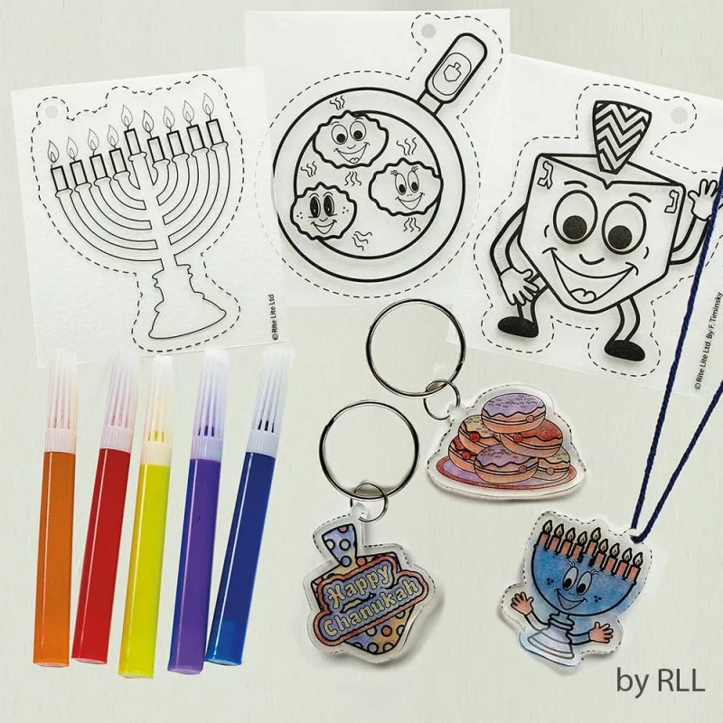 6 assorted chanukah shrink art designs