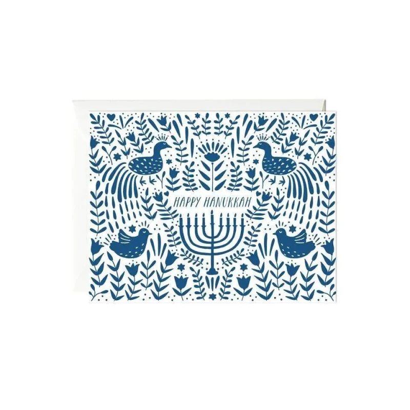 6 blue hanukkah scene cards perfect holiday greetings