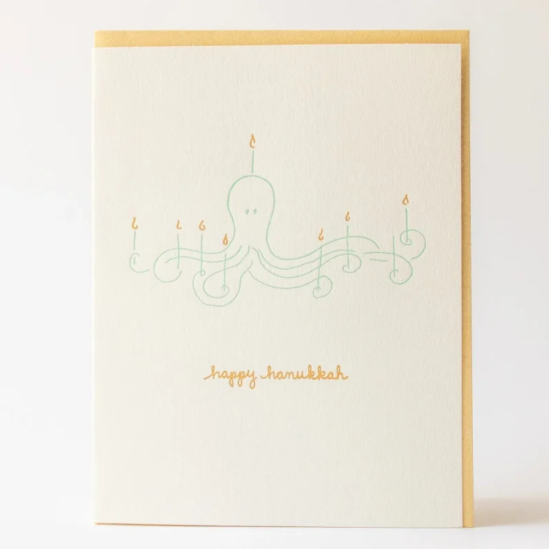 6 happy hanukkah octopus cards festive greeting set