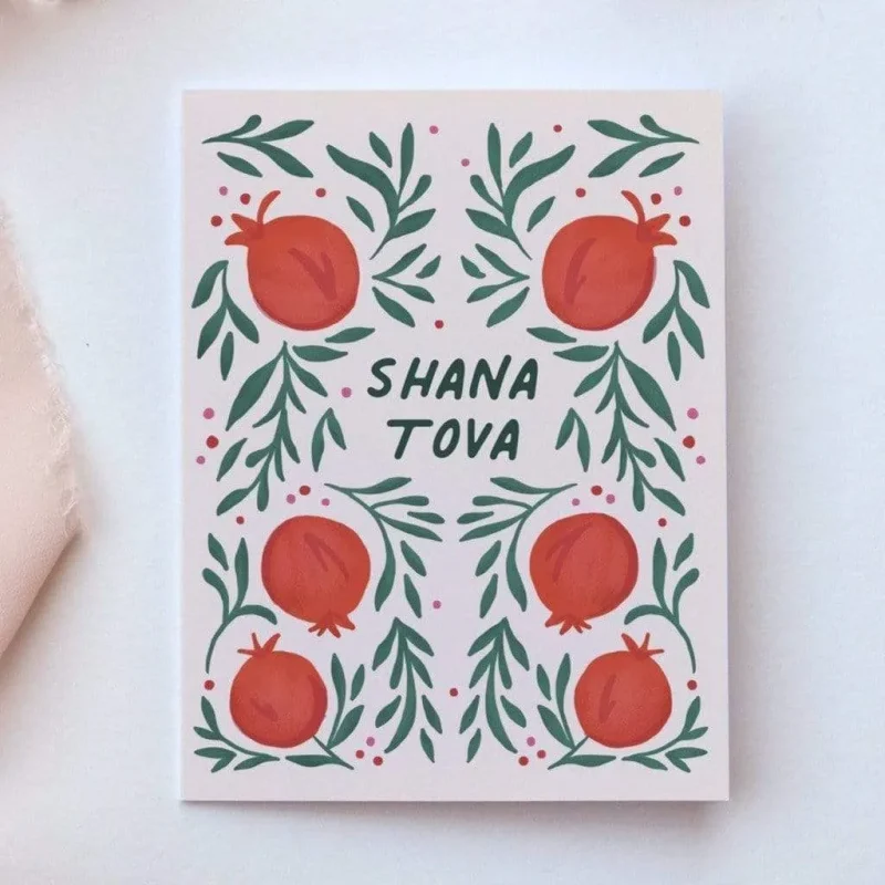 6 pomegranate shana tova greeting cards set of 6