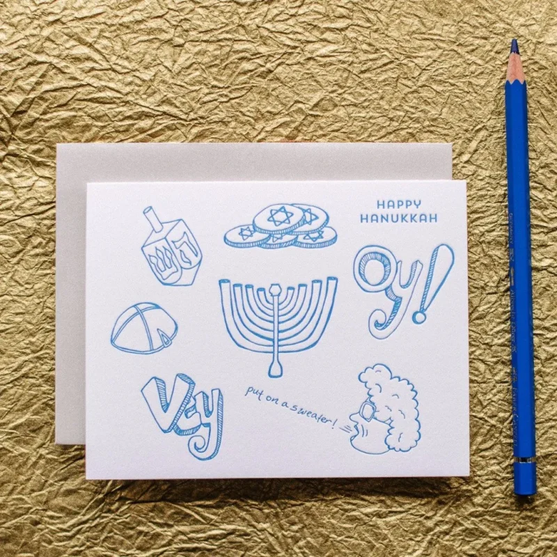 8 pack hanukkah sweater cards boxed set