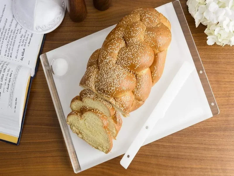 acrylic challah board knife set