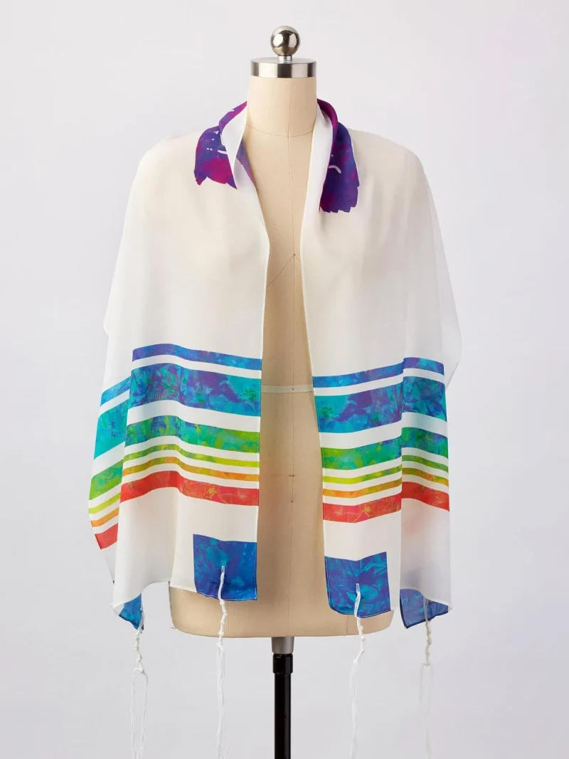 advah designs rainbow silk tallit exclusive tallit for special occasions