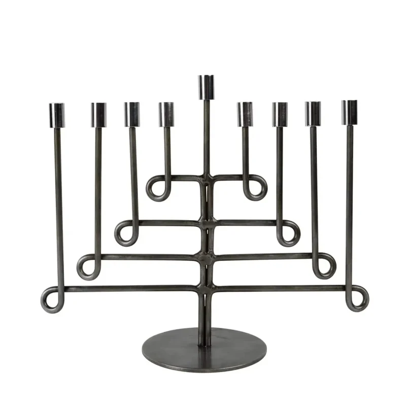 antique twisted iron menorah