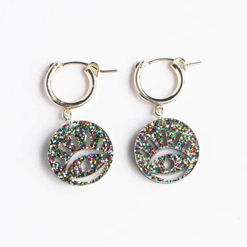 aria hoops multi glitter earrings easy returns