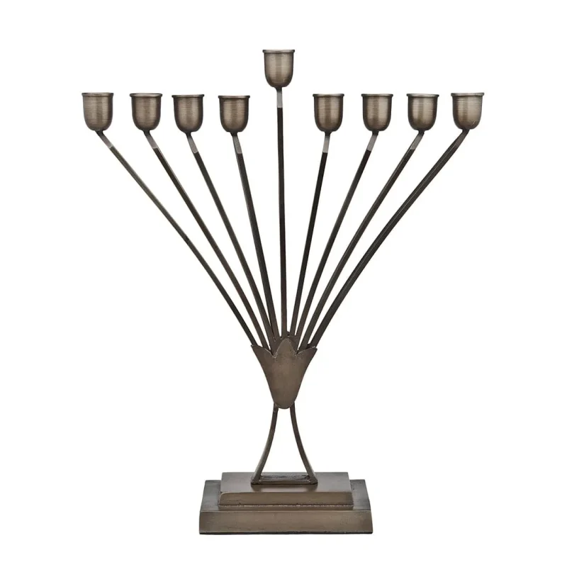 art deco black nickel menorah elegant 9 light hanukkah menorah