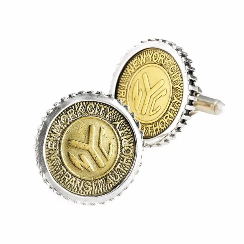 authentic nyc subway token sterling silver cufflinks large