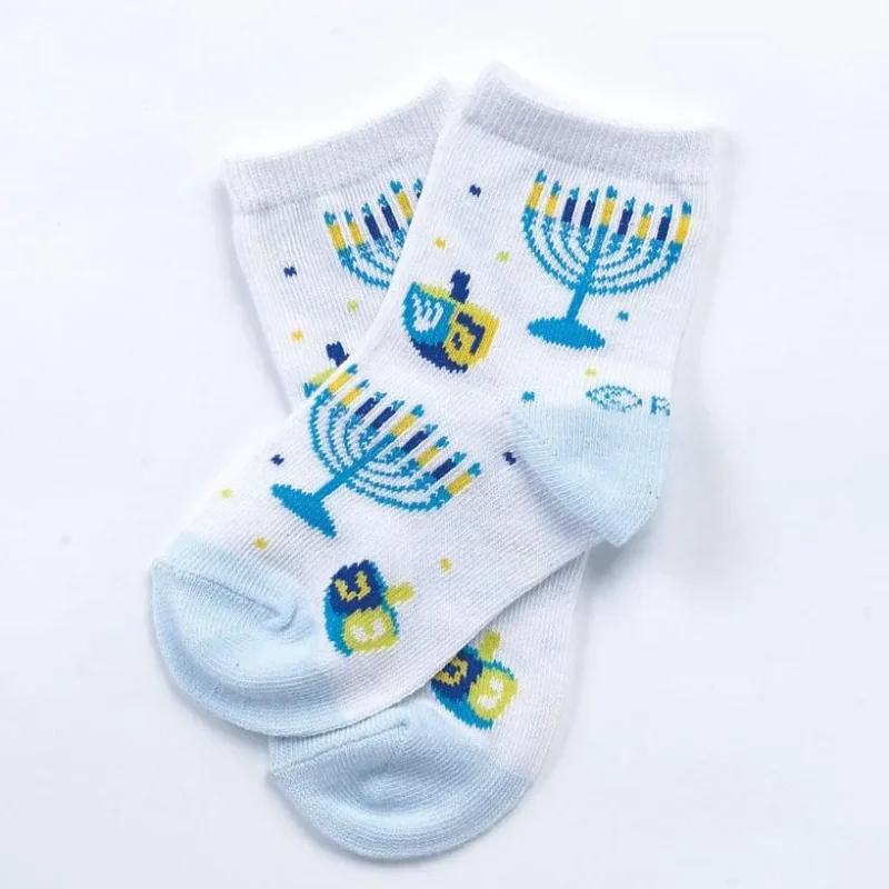 baby menorah socks festive holiday footwear