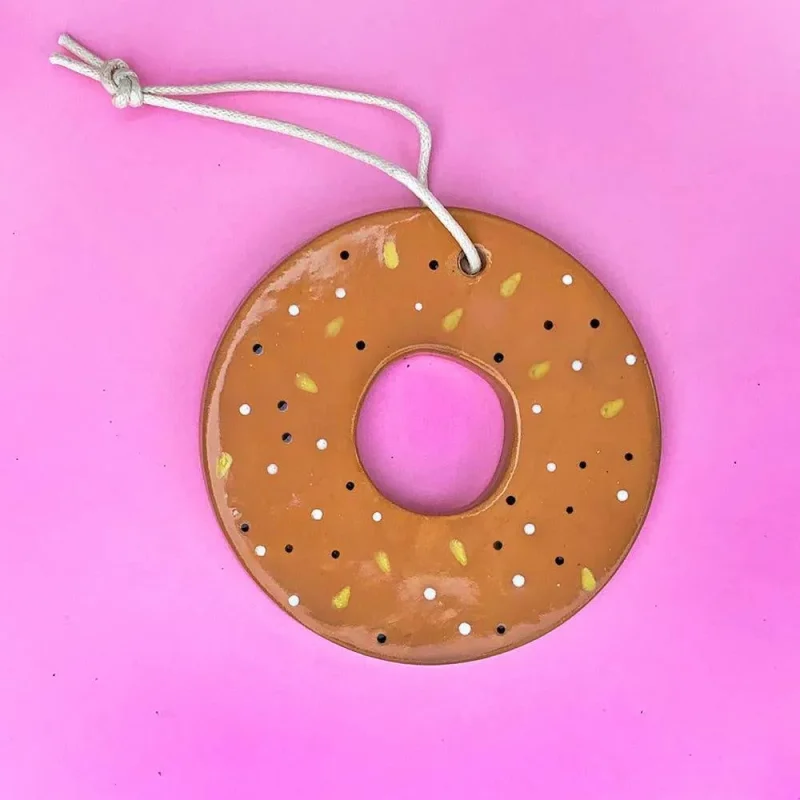 bagel ceramic ornament