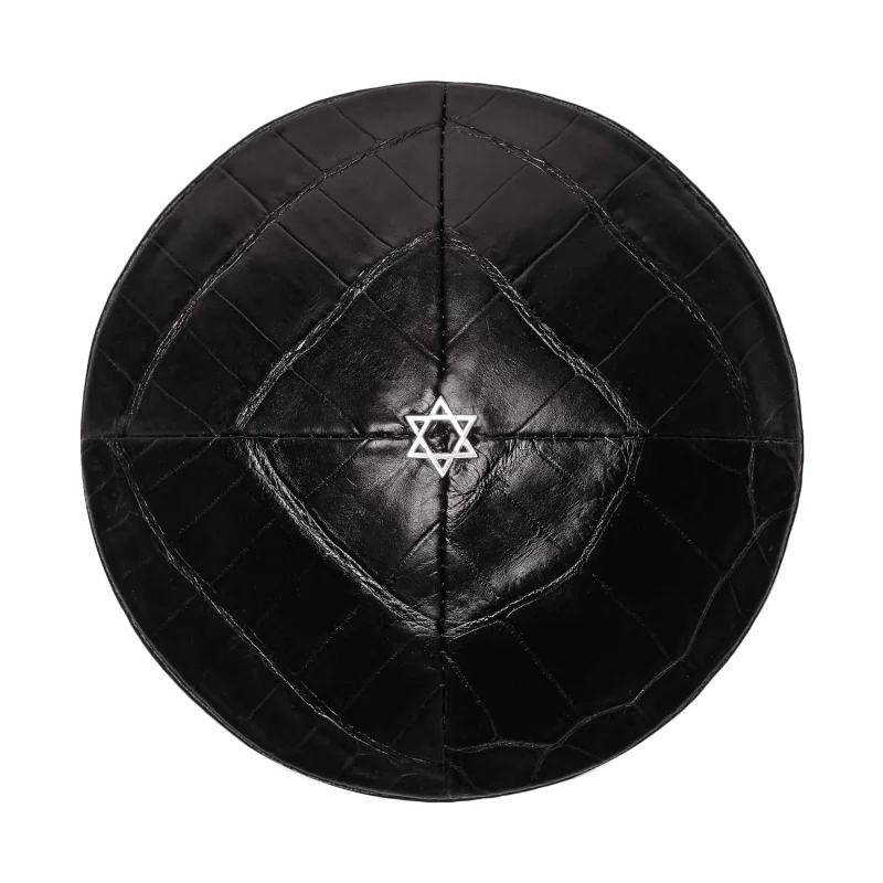 black croco star of david kippah premium quality