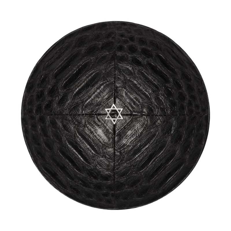 black star of david kippah with python design