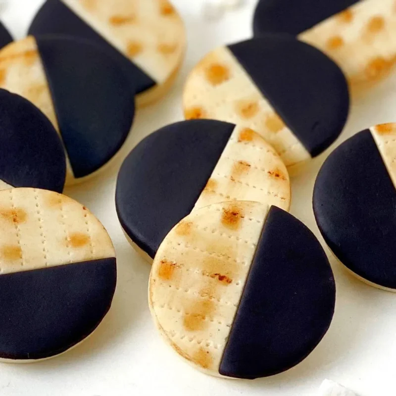 black white marzipan matzah cookies