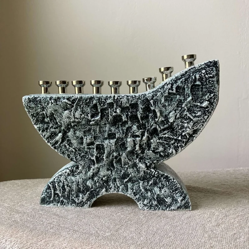 black white stoneware ceramic menorah scaled