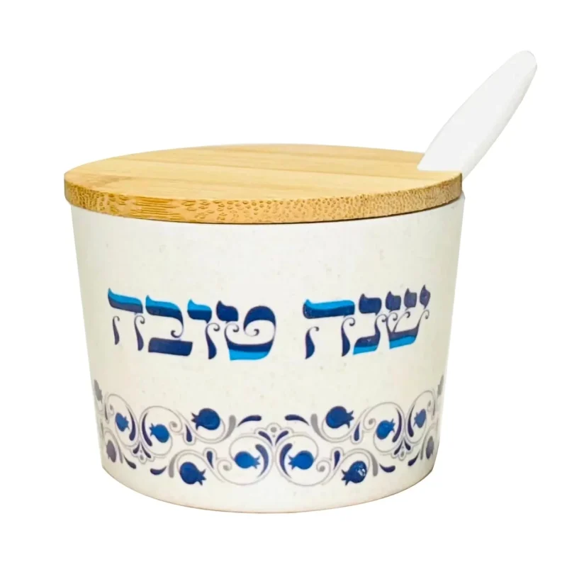 blue bamboo shana tova honey dish