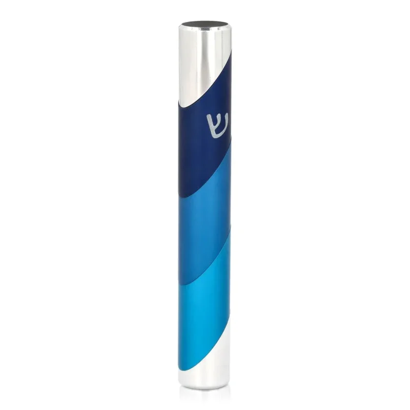 blue circle wave mezuzah by akilov premium quality