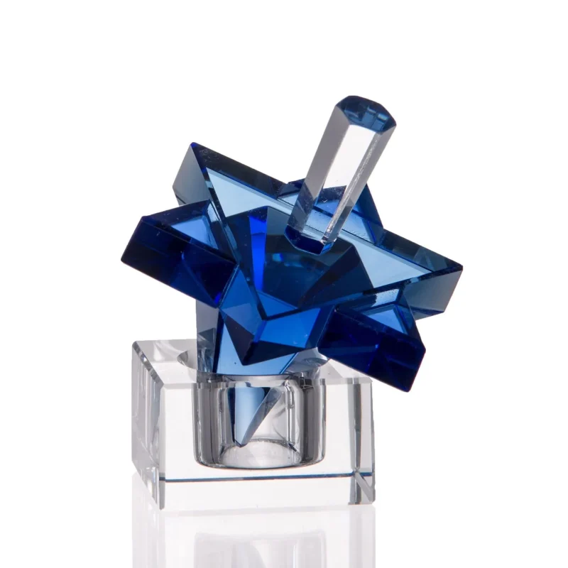 blue crystal star of david dreidel