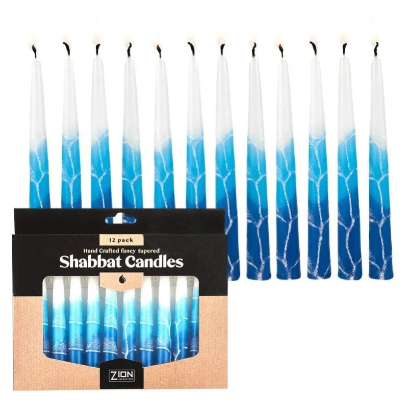 blue elegance handmade shabbat candles