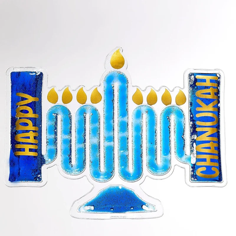 blue glitter flowy fun menorah unique holiday decor