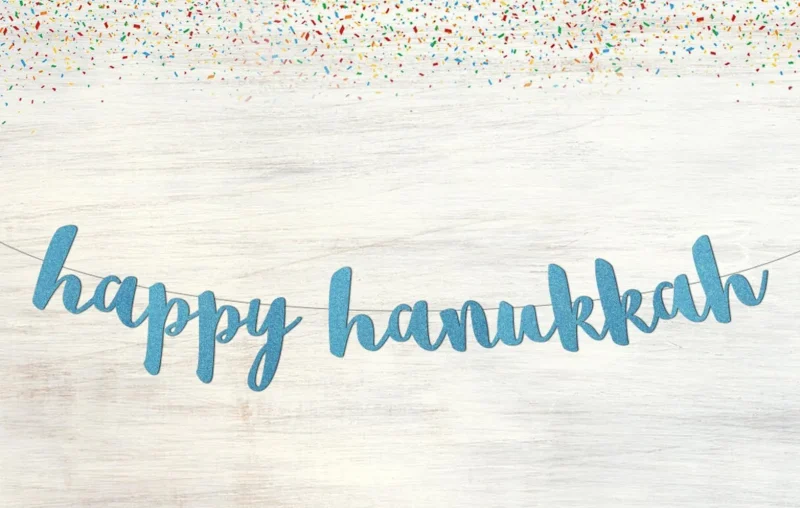 blue glitter hanukkah banner block or script letters