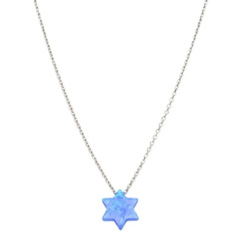 blue opal star of david necklace