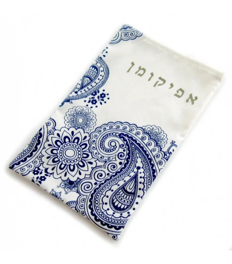 blue paisley afikoman bag for passover