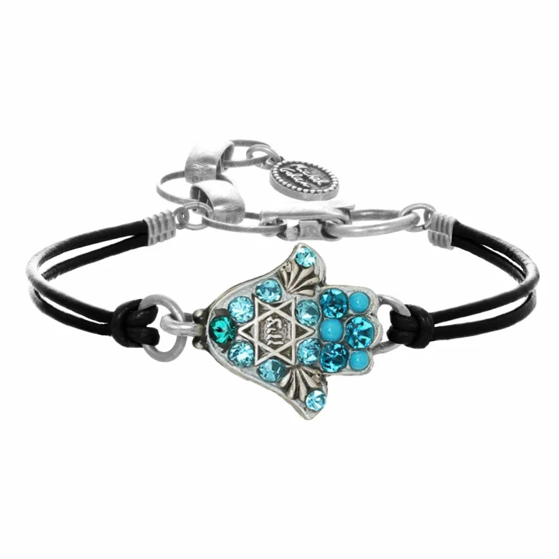 blue silver hamsa bracelet by michal golan