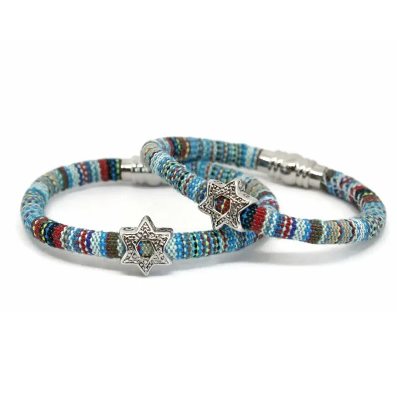 blue star of david beadlet cotton bracelet