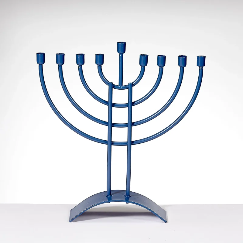 blue steel menorah traditional design