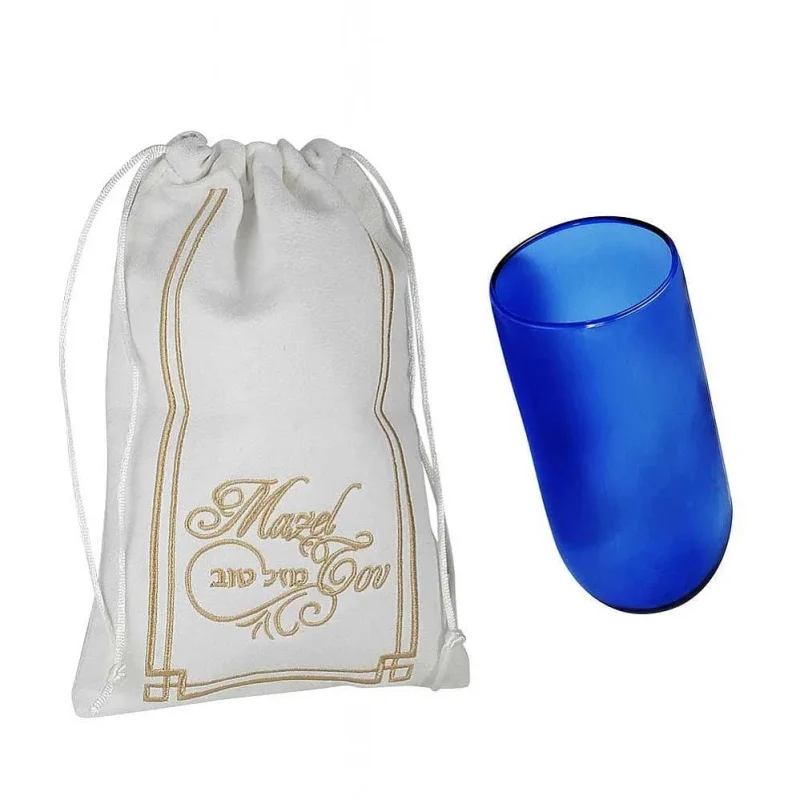 blue suede embroidered bag with glass charm