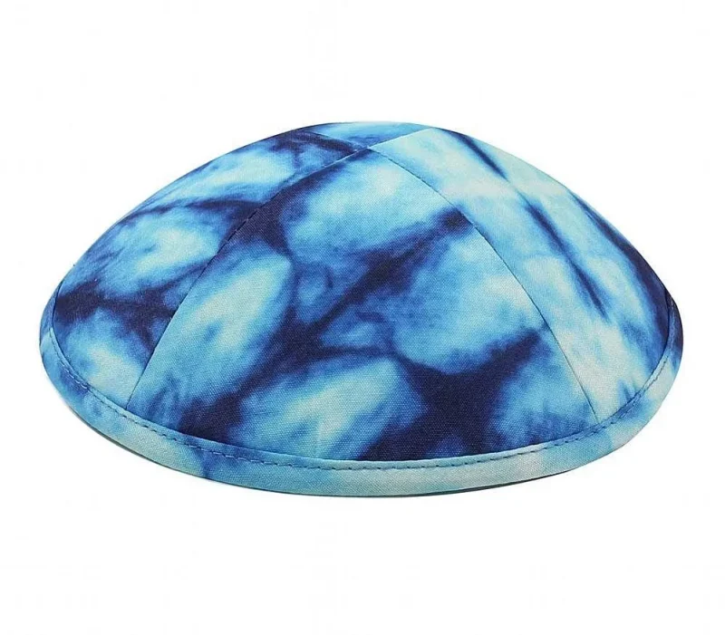 blue tie dye kippah unique trendy headwear