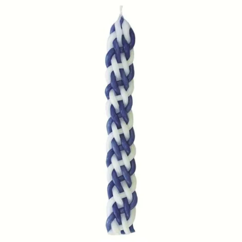 blue white shiny havdalah candle tzivoni