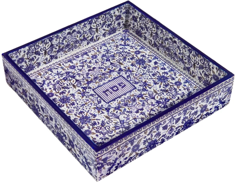 blue wooden matzah tray by yair emanuel printed design scaled